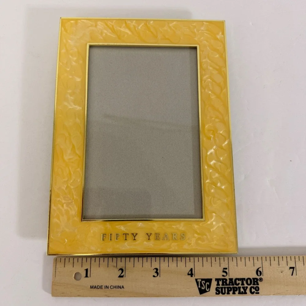Hallmark 50th Anniversary Picture Frame Golden Wedding Yellow Pearlescent